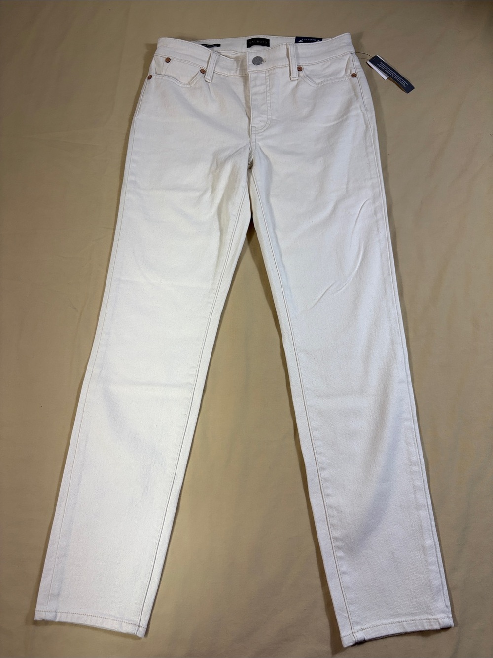 Talbots Women’s Ivory Denim Slim Ankle‎ Jean At Waist Stretch Pants Size 2 NWT